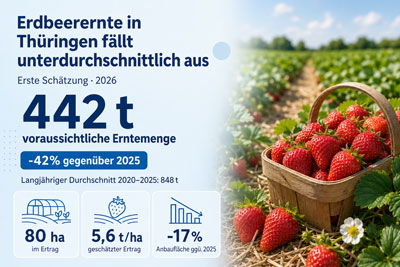 zur Pressemitteilung 178 vom 17. Juli 2026: „Erdbeerernte in Thüringen fällt unterdurchschnittlich aus“ im PDF-Format