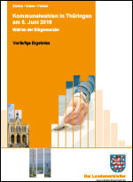 Titelbild der Veröffentlichung „Kommunalwahlen in Thringen am 5. Juni 2016, Wahlen der Brgermeister - Vorlufige Ergebnisse -“