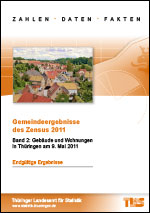 Titelbild der Veröffentlichung „Gemeindeergebnisse des Zensus 2011 - Band 2: Gebude und Wohnungen in Thringen am 9. Mai 2011 - endgltige Ergebnisse -“
