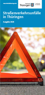 Titelbild der Veröffentlichung „Faltblatt Straßenverkehrsunfälle in Thüringen, Ausgabe 2026“