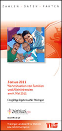 Titelbild der Veröffentlichung „Faltblatt  Zensus 2011 - Wohnsituation von Familien und Alleinlebenden am 9. Mai 2011 - Endgltige Ergebnisse fr Thringen -“