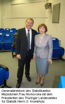Generaldirektorin des Statistikamtes Mazedonien mit dem Präsidenten des Thüringer Landesamtes für Statistik