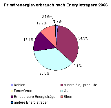 Primärenergieverbrauch nach Energieträgern 2006